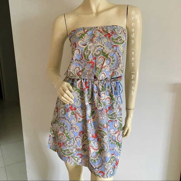 🔴 Tommy Hilfiger strapless Swimsuit coverup dress. Paisley pattern - Picture 2 of 7